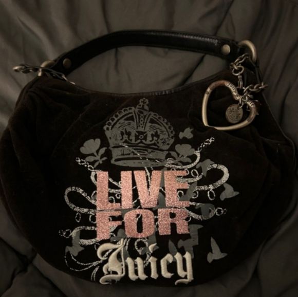 Juicy Couture Black and Pink Shoulder Bag - Picture 5 of 6